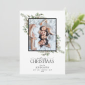Farmhouse Greenery Merry kerst Foto Holiday C Feestdagenkaart (Staand voorkant)