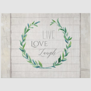 Farmhouse Greenery Waterverf Live Love Laugh Wood Tissuepapier