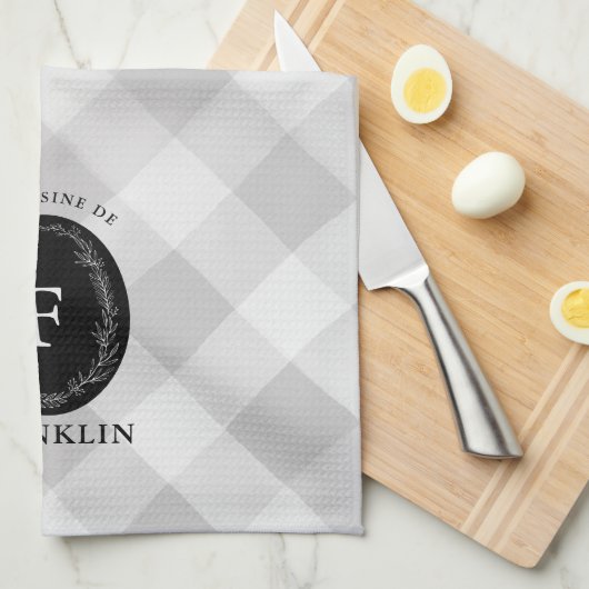 Farmhouse Grey Buffalo Check Personated Family K Theedoek (Quarter Fold)