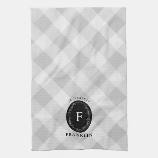 Farmhouse Grey Buffalo Check Personated Family K Theedoek (Verticaal)