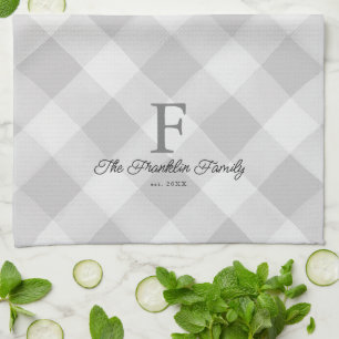 Farmhouse Grey Buffalo Check Personated Family Theedoek