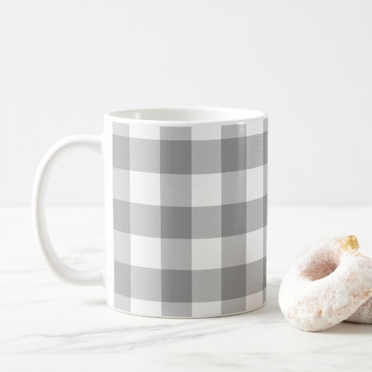 Farmhouse Grey Buffalo Check Pset Rustic Koffiemok (Met donut)