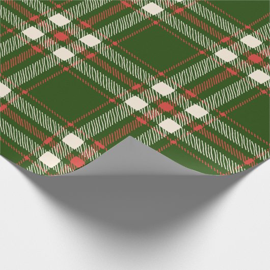 Farmhouse groen rood van witte vleid schattige ker cadeaupapier (Hoek)