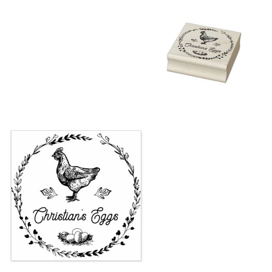 Farmhouse Hen Personalized Egg Carton Rubberstempel (Gestempeld)