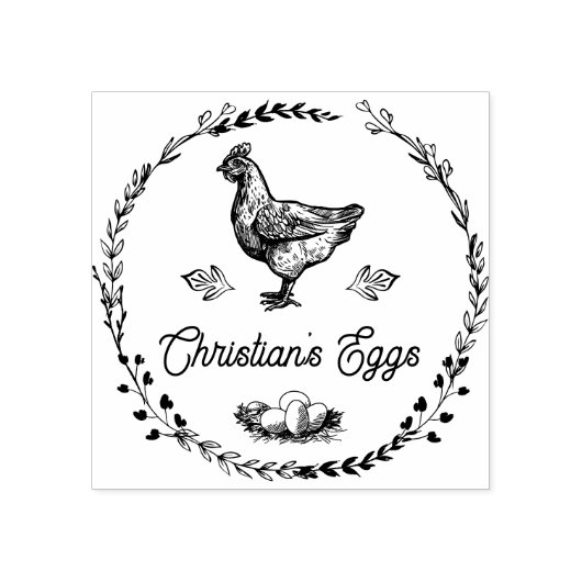  Farmhouse Hen Personalized Egg Carton Rubberstempel (Afrduk)