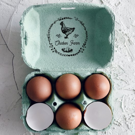 Farmhouse Hen Personalized Egg Carton Rubberstempel