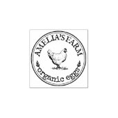 Farmhouse Hen Personalized Logo Organic Eggs Rubberstempel (Afrduk)
