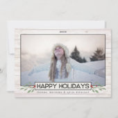 Farmhouse Holiday | Buffalo zwart-wit Feestdagenkaart (Voorkant)