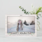 Farmhouse Holiday | Buffalo zwart-wit Feestdagenkaart (Staand voorkant)