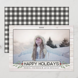 Farmhouse Holiday | Buffalo zwart-wit Feestdagenkaart