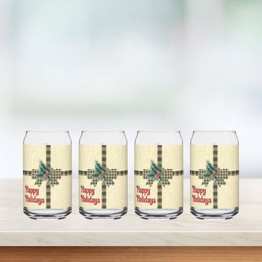 Farmhouse Holiday Pset Bow Custom Blikvorm Glas