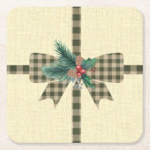 Farmhouse Holiday Pset Bow Kartonnen Onderzetters (Voorkant)