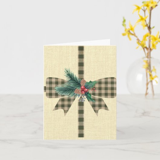 Farmhouse Holiday Pset Bow-kerstkaart Kaart (Gele Bloem)