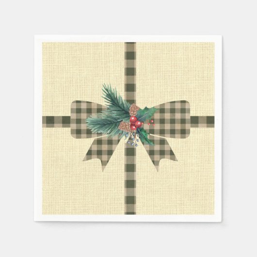 Farmhouse Holiday Pset Bow Square Paper Servet (Voorkant)