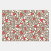 Farmhouse Holly Berries White Rustic Kraft Inpakpapier Vel (Voorkant)