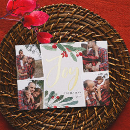 Farmhouse Holly | Kerstfeestvieren met meerdere fo Folie Feestdagenkaart