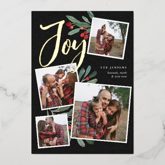 Farmhouse Holly | Kerstfotocollage Folie Feestdagenkaart (Voorkant)