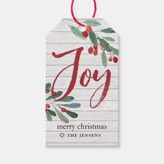 Farmhouse Holly | Kerstmis Cadeaulabel (Voorkant)