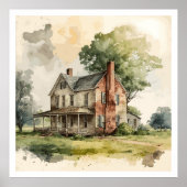 Farmhouse in de stijl van een Waterverf schilderen Poster (Voorkant)