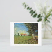 Farmhouse in een Wheat Field, Vincent van Gogh Briefkaart (Staand voorkant)