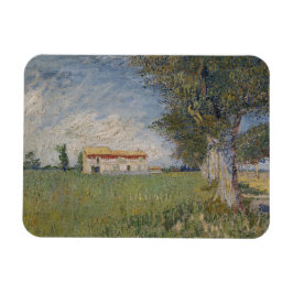 Farmhouse in een Wheatfield, door Vincent Van Gogh Magneet