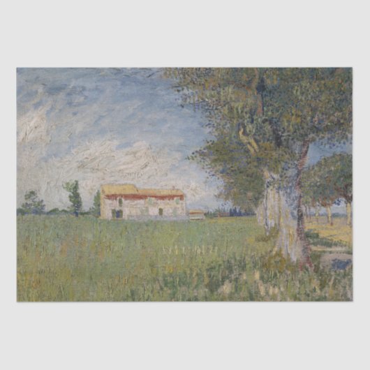 Farmhouse in een Wheatfield door Vincent Van Gogh Tissuepapier (Voorkant)