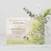 Farmhouse in Fog w Birds Wedding Invitation Kaart (Staand voorkant)