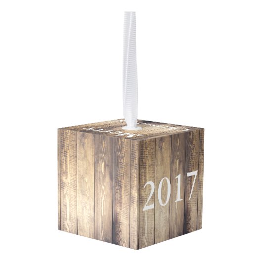 Farmhouse Initiaal Foto & Deer Antlers Kubus Ornament (Achter hoekig)