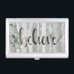 Farmhouse Inspiration - geloof Visitekaarthouder<br><div class="desc">Farmhouse Inspiration III van Jennifer Paxton Parker. "Geloof" is geschreven in een mooi script naast groen en heeft een houten plankachtergrond.</div>