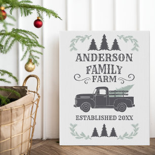 Farmhouse kerstboomfamilie Boerderij op maat Imitatie Canvas Print