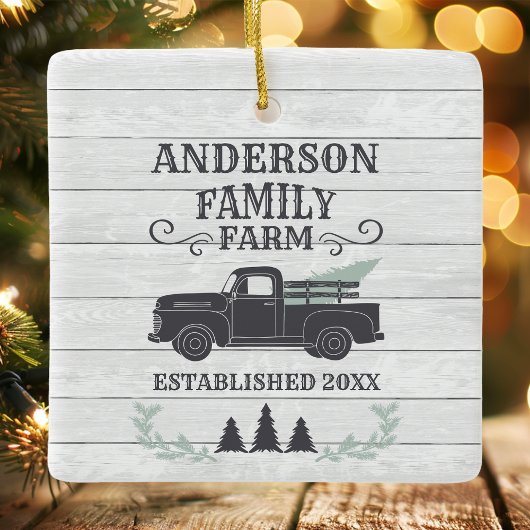 Farmhouse kerstboomfamilie Boerderij op maat Keramisch Ornament