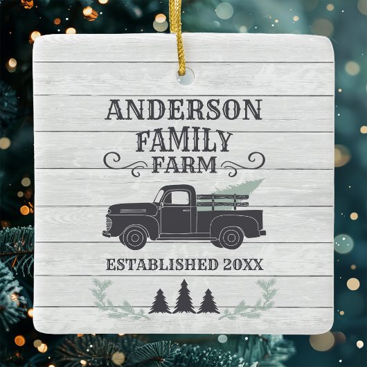 Farmhouse kerstboomfamilie Boerderij op maat Keramisch Ornament