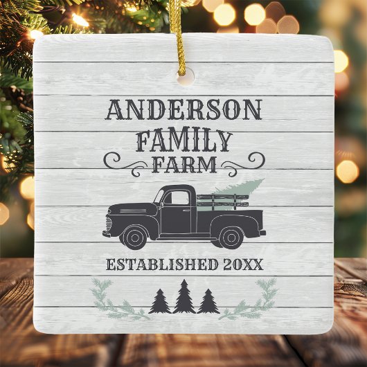 Farmhouse kerstboomfamilie Boerderij op maat Keramisch Ornament