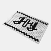 Farmhouse kerstfeestvreugde Tegel zwart-wit Deurmat (Schuin)