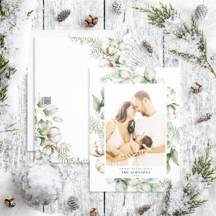 Farmhouse Kerstmis Greenery Foto Holiday Kaart