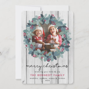 Farmhouse Kerstmis met foto Holiday Kaart