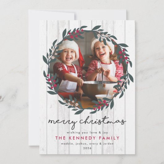 Farmhouse Kerstmis met foto Holiday Kaart (Voorkant)