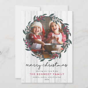 Farmhouse Kerstmis met foto Holiday Kaart