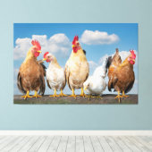 Farmhouse Kippen op Cloudy Summer Day Canvas P (Insitu (Houten vloer))