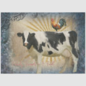 Farmhouse Kitchen Koe Rooster Dusty Blue Decoupage Tissuepapier (Voorkant)