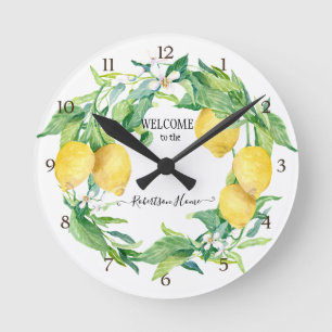 Farmhouse Kitchen Lemon Greenery Wreath Yellow Ronde Klok