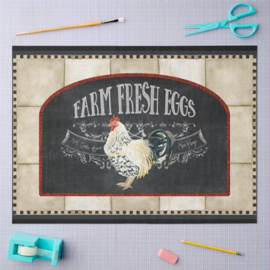 Farmhouse Kitchen Rooster Boerderij Fresh Egg Deco Tissuepapier (Craft)