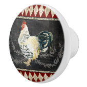 Farmhouse Kitchen Rooster Chalkboard Black n White Keramische Knop (Rechts)
