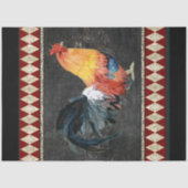 Farmhouse Kitchen Rooster Red Gold Black Ontworpen Tissuepapier (Voorkant)