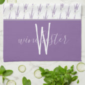 Farmhouse Lavender Flowers Custom Name Monogram Theedoek (Gevouwen)