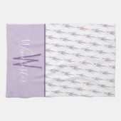 Farmhouse Lavender Flowers Custom Name Monogram Theedoek (Horizontaal)