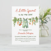 Farmhouse Little Sprout Clothesline Baby Shower Kaart (Staand voorkant)