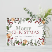 Farmhouse Merry Kerstmis Rustic foliage Family Feestdagenkaart (Staand voorkant)