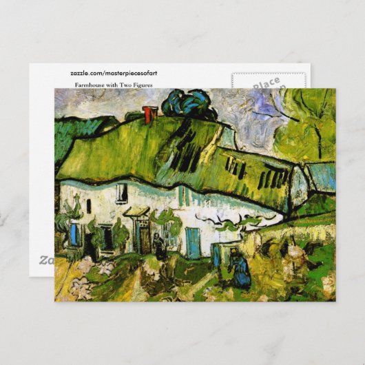 Farmhouse met Two Figures, Vincent van Gogh Briefkaart (Voorkant / Achterkant)