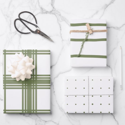 Farmhouse Modern Soft Green Kerstmis Inpakpapier Vel (Voorkant)